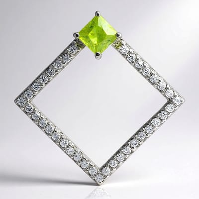 Cavill - Zilveren Hanger 925 Sterling met Platina - Princess Slijpsel Zirkonia 0,29 ct - Elegante Vierkante Sfeen - Luxe Sieraden