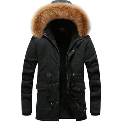 Winter Medium en Lange Heren Katoenen Kleding met Capuchon Casual Mode Outdoor Fluweel Verdikte Herenkleding XXXL black