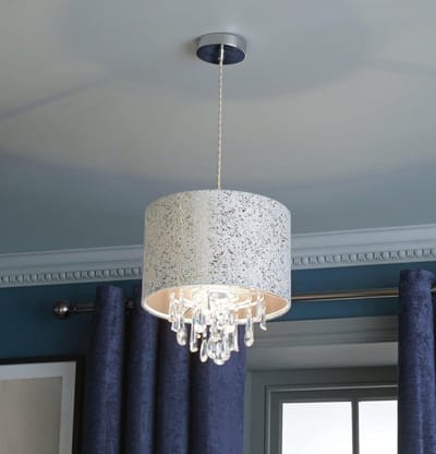 Argos Home Fil Suede & kralen zilver Foil Shade lampenkap