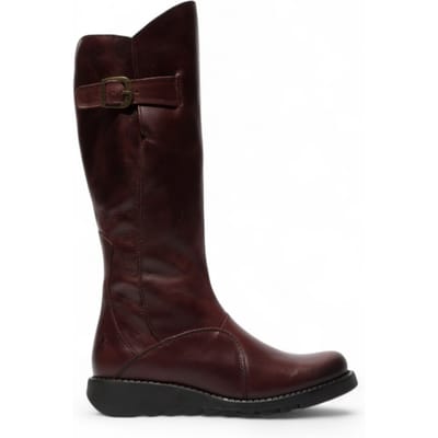 Fly London Dames MOL 2 Leren Wedge Heel Kniehoge Laarzen met Ritssluiting