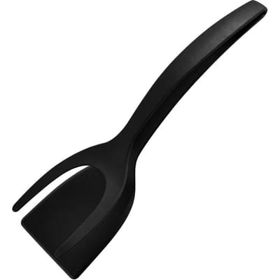 2 in 1 Gebakken Ei Clip Spatel Anti-aanbak Keuken Siliconen Spatel Omelet Toast Bacon Klem Steak Bakken Keukenaccessoires black