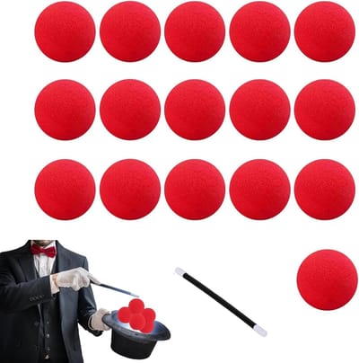 Set van 16 Rode Sponsballen van 5 cm - Zachte Schuimballen voor Magie, Carnavalsfeesten en Halloween Tricks