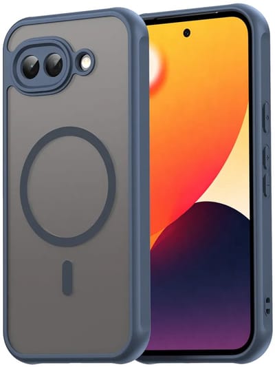 MobyDefend Hoesje - Geschikt voor Google Pixel 10a - Case Geschikt voor MagSafe - Mat Transparant Met Gekleurde Rand - Blauw