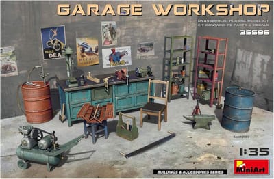 Modelbouwset Werkplaats Accessoires Schaal 1:35 - Diorama Onderdelen
