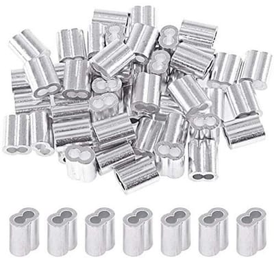 200 Stuks Aluminium Krimp Mouwen voor Draad Touw en Kabel Einde - 5/64'' (2mm)