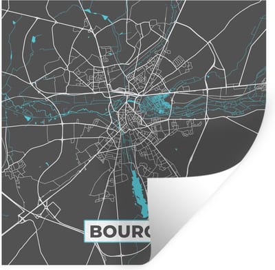 Muurstickers - Sticker Folie - Bourges - Frankrijk - Stadskaart - Kaart - Plattegrond - 100x100 cm - Plakfolie - Muurstickers Kinderkamer - Zelfklevend Behang XXL - Zelfklevend behangpapier - Stickerfolie