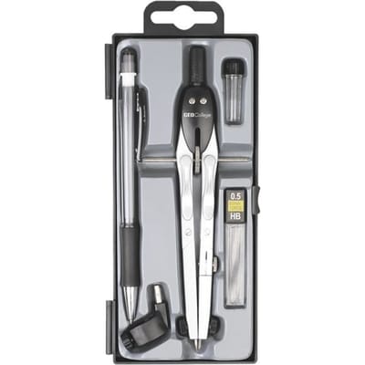 Aristo schoolset - GEOCollege - set 5-delig - in plastic etui - zwart/zilver - AR-80084