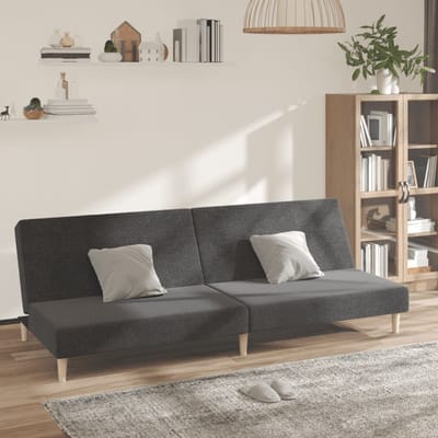 vidaXL - Slaapbank - 2-zits - stof - donkergrijs