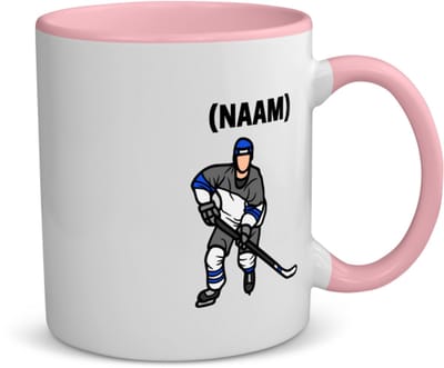 Akyol - ijshockey met eigen naam koffiemok - theemok - roze - Sport - ijshockeyer - sport - 350 ML inhoud