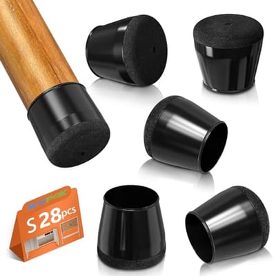 Stoelvloer Beenbeschermers - Siliconen Stoelpootdoppen voor Houten Vloeren - Meubelvoetjes Pads met Sterkere Vilten Onderkant - Zwart 24mm-33mm