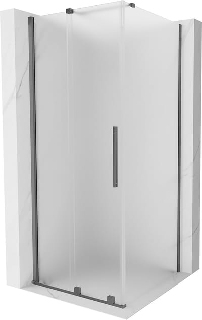 Mexen Velar schuifbare douchecabine 90 x 90 , matglas, kanonmetaal - 871-090-090-31-95