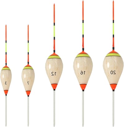 Vijf stuks dobbers voor de wintervisserij - Houten drijvers voor beginners, accessoires en vistechnieken