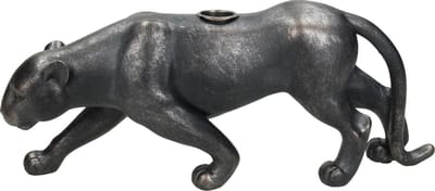 Wants&Needs - Kandelaar - Panter - Luipaard - Polyresin - Zwart - 31 X 6.5 X 12.5cm