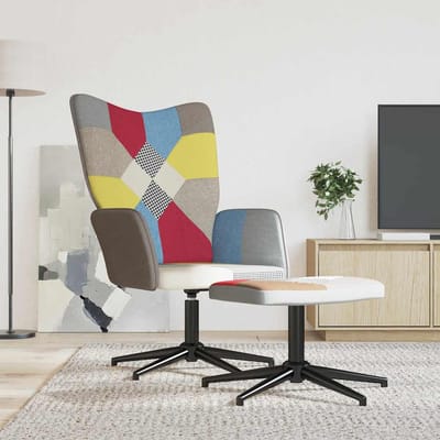 vidaXL - Relaxstoel - met - voetenbank - patchwork - stof