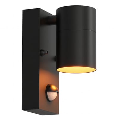 Luminize Buitenlamp met bewegingssensor - Wandlamp buiten met sensor - Instelbare sensor - GU10 fitting - Up en down light - IP44 aluminium - 11x7x15 cm - Zwart