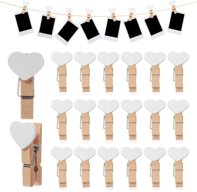 Dailygoods- Houten Wasknijpers Groot - 20 Stuks - Stevig - Mini Clips - Decoratie - Licht en Duurzaam - Afmetingen 3,80 x 2,00 x 1,80 cm