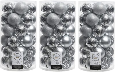 Decoris Kerstballen - 108x - zilverkleurig - 6 cm - mat en glans