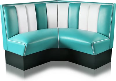 Bel Air Dinerbank Quarter Circle Booth HW-120-120 Turquoise