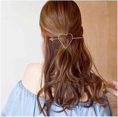 Hart Haarclip - Haaraccessoire Dames - Feestelijk Gezicht - Vintage Design - 11 x 5.7 cm - Goudkleurig