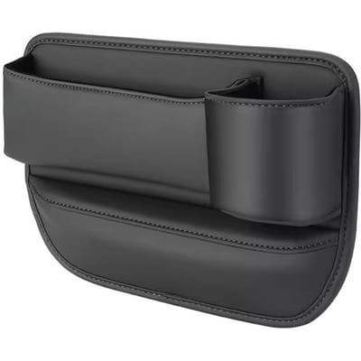 Organisateur de remplissage d'espace de siège de voiture, boîte de rangement de voiture en cuir PU pour siège avant automatique avec porte-gobelet, voiture Passenger Side noir