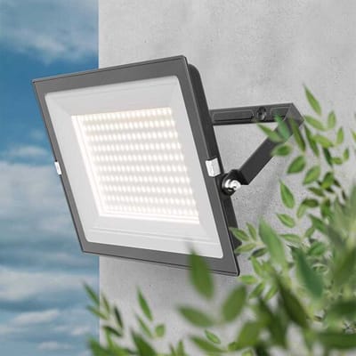 HOFTRONIC - Stratos LED Schijnwerper 200 Watt - 23530 Lumen - 4000K Neutraal wit licht breedstraler - Floodlight zwart - 2 jaar garantie - Veiligheidslamp - 15 cm kabel - IP65 Waterdichte Buitenlamp
