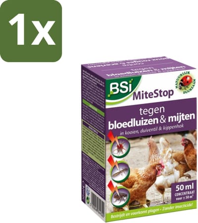 BSI – Mitestop Concentraat – Tegen Bloedluizen & Mijten – 50 ml - 1 stuk