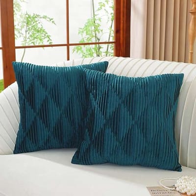 CE - Decoratieve Kussenhoes - 45x45 cm - Diepblauw - 2 Stuks