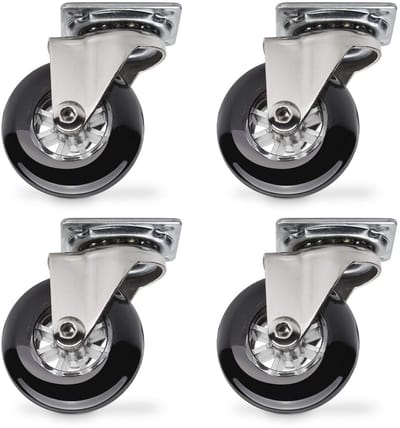SOTECH 4 stuks Zwenkwiel Swift, zwart, diameter: 50 mm, zonder vastzetter, belastbaar tot 35 kg