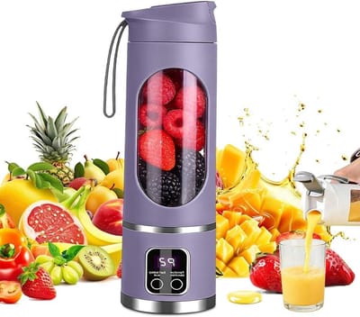 Draagbare Smoothiemixer - Mini Blender USB - Gezonde Dranken Maken - 12-Messen Systeem - 450 ml - Paars