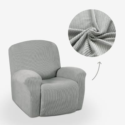 BankhoesDiscounter Knitted Recliner Fauteuil Hoes – Relaxzetel – Relax Sofa Hoes – Bankbeschermer – Zetel Hoes - Sofa Cover - M1 (60-95cm) - Lichtgrijs