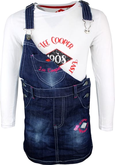 Lee Cooper Jurkje Lee Cooper denim donkerblauw Kids & Kind Meisjes Wit, Blauw - Maat: 122/128