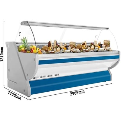 GGM Gastro Kühl-/ Fleischtheke - 3000mm - Blau - mit Fleischlicht & beleuchteter Frontblende
