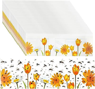 30 stuks zelfklevende vliegenvangers voor binnen, transparante raamstickers met bloemmotief, effectief tegen vliegen en insecten