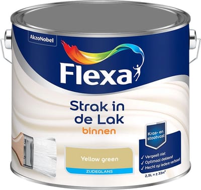 Flexa - Strak In De Lak Binnenlak Zijdeglans - Yellow Green - Mengverf - 2,5 L