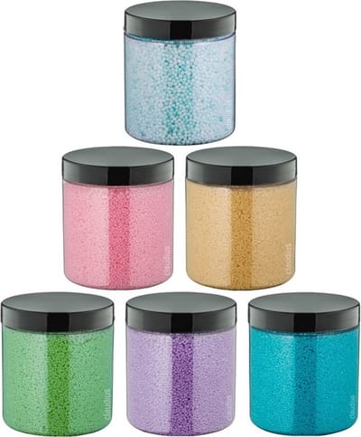 Badkaviaar - 200 gram - set van 6 verschillende geuren - Zwarte Deksel - Eucalyptus, Hamam, Lavendel, Opium, Rozen, Zen Moment - bad parels voor in bad