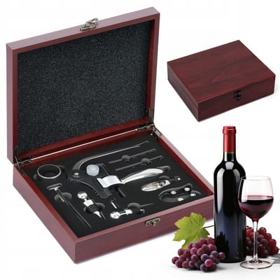 Dailygoods- Kurkentrekker Luxe Wijnopener - Wijnset - Houten Geschenkdoos - Handmatige Flesopener - Ergonomisch Hefboommechanisme - Wijnaccessoires