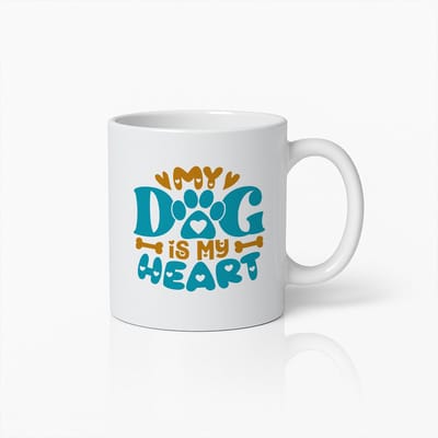 My Dog is My Heart Mok 330ml | Leuke Koffiebeker met Pootafdruk Ontwerp | Ideaal Cadeau voor Hondenbezitters & Dierenliefhebbers