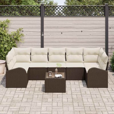 vidaXL - Tuinbank - Set - 8 - st - 7-Aantal - zitplaatsen - Bruin - en - Crème