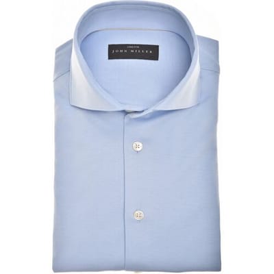 John Miller Overhemd Plain Jersey Cotton Stretch Licht Blauw / male