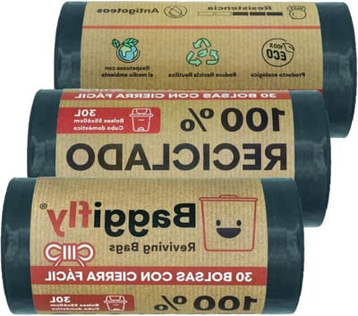 30 l 3 rollen - 100% gerecycled - afmetingen 55 x 60 cm - huishoudelijk gebruik - robuust - grijs