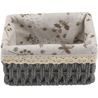 Paniers de rangement en imitation rotin pour bureaux, tables basses, clés et cosmétiques (3 paquet) grise