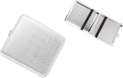 Angelo Sigaretten Doosje / Case / Etui Ruitpatroon Zilver Chroom Metaal