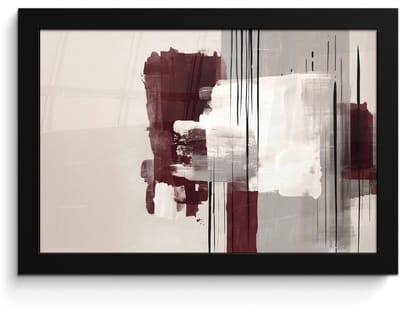 Poster in lijst - Fotolijst 30x20 cm - Posters - Penseelstreken - Abstract - Lijnen - Rood - Posterlijst zwart - Decoratie - Wanddecoratie woonkamer - Muurdecoratie slaapkamer