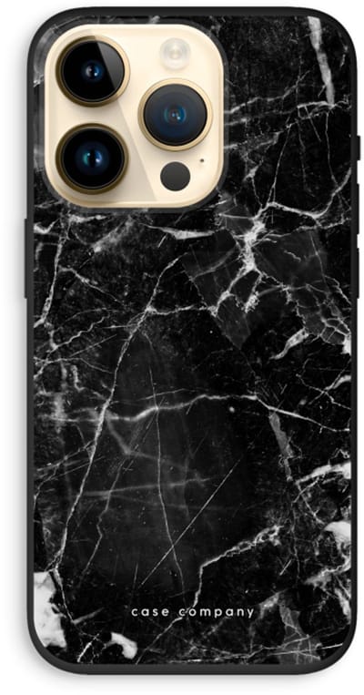 Case Company® - Hoesje geschikt voor iPhone 14 Pro hoesje - Zwart Marmer - Biologisch Afbreekbaar Telefoonhoesje - Bescherming alle Kanten en Schermrand