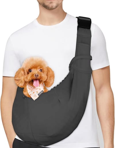 SnelShoppen - Omkeerbare Draagtas voor Huisdieren, Handsfree Draagzak met Halsbandhaak, Verstelbare Schouderriem, Geschikt voor Hond, Kat en Konijn to