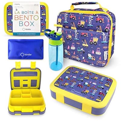 Bentobox Set voor Kinderen - Isolerende Lunchtas met IJsdruk en Waterfles - 5 Levensbestendige Compartimenten voor Snacks en Lunch