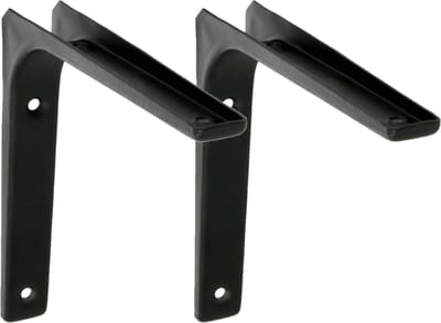 AMIG Plankdrager/planksteun van metaal - 2x - gelakt zwart - H125 x B125 mm - boekenplank steunen