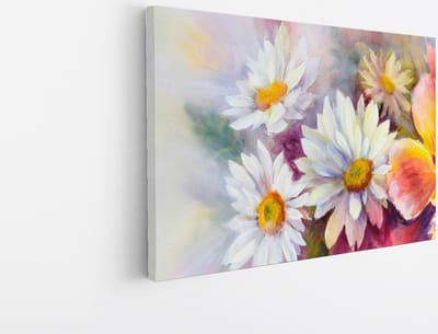 Saammp Canvas Schilderij - Witte Bloemen - Natuur - 30x20 - Foto op canvas - Wanddecoratie - Muurdecoratie Woonkamer - Kantoor Decoratie