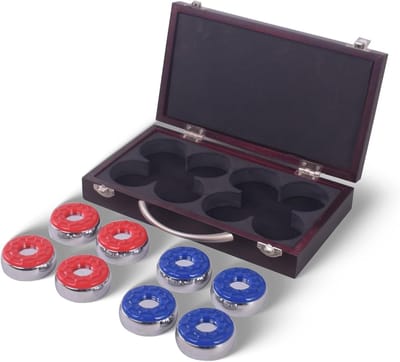 Shuffleboard Pucks - Speelpucks Set - Spel Spelen - Kuiltjes voor Grip - 2-1/8 inch Diameter - Donker Kersenhout