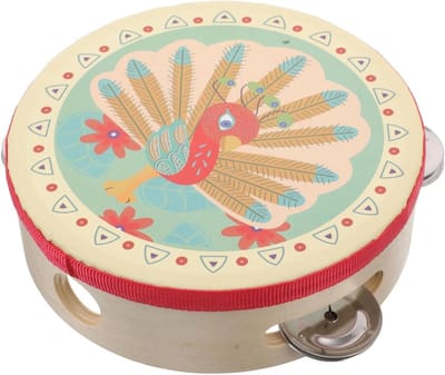 Handtamboerijn - Muziekinstrument - Muziekonderwijs - Ontwikkelt Ritmegevoel - 15.5 cm - Multicolor
